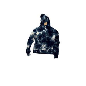 Blue and White Tie Dye Pullover Sweatshirt Hoodie for Womens NWOT
